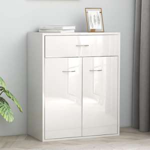 Sassy High Gloss Sideboard With 2 Doors 1 Drawer In White - UK