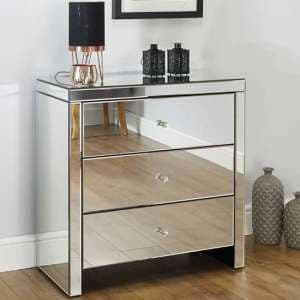 Saville Mirrored Chest Of 3 Drawers In Silver - UK
