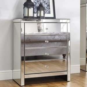 Saville Mirrored Chest Of 4 Drawers In Silver - UK