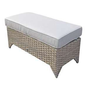 Savvy Weave Ottoman Bench With Seat Cushion In Natural - UK