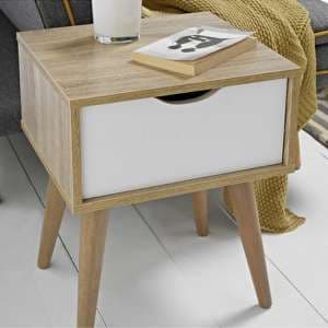 Scandia Wooden Lamp Table In Oak And White - UK