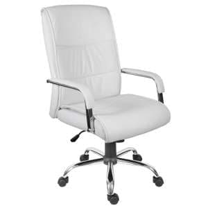 Scanon Executive Office Chair In White PU With Castors - UK