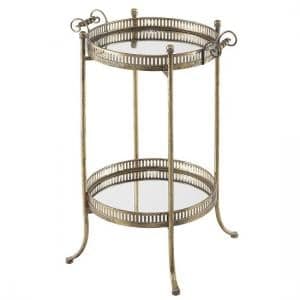Sherin Mirrored Side Table And Serving Tray In Metal - UK
