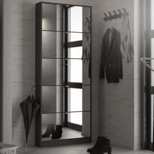 Shovy Mirrored Shoe Storage Cabinet With 5 Doors In Black - UK