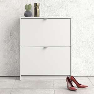 Shovy Wooden Shoe Cabinet In White With 2 Doors And 2 Layers - UK