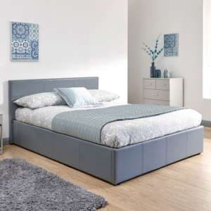 Stilton Faux Leather King Size Bed In Grey - UK