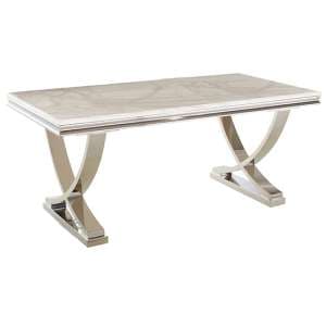 Sikeston Large Marble 180cm Dining Table In White - UK