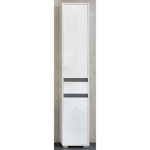 Solet Bathroom Tall Storage Cabinet In White High Gloss - UK