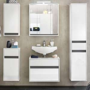 Solet LED Bathroom Furniture Set 4 In White High Gloss - UK