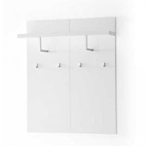 Sydney Wide Wall Mounted Hallway Storage In High Gloss White - UK