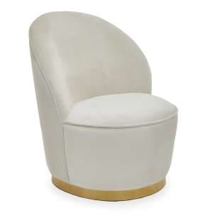 Teos Kids Cream Plush Velvet Swivel Tub Chair With Gold Base - UK