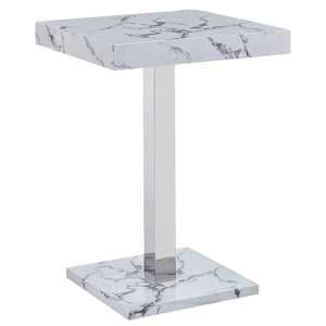 Topaz High Gloss Bar Table Square In Diva Marble Effect - UK