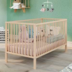 Uvatera Wooden Baby Cot With Slatted Frame In Beech - UK