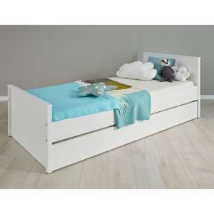 Valdo Wooden Junior Bed With Pull Out Guest Bed In White - UK