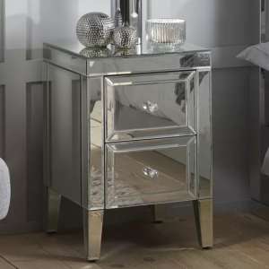 Valence Mirrored Bedside Cabinet With 2 Drawers In Silver - UK