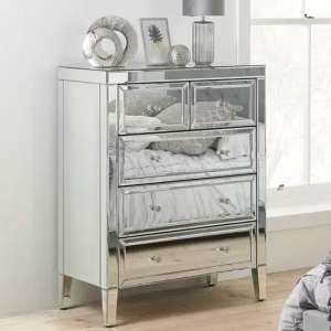 Valence Mirrored Chest Of 5 Drawers In Silver - UK