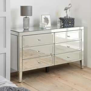 Valence Mirrored Chest Of 6 Drawers In Silver - UK