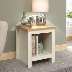 Loftus Wooden Side Table With Shelf In Cream And Oak - UK