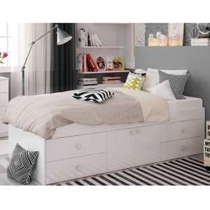 Valerie Single Bed In White With 2 Doors And 4 Drawers - UK