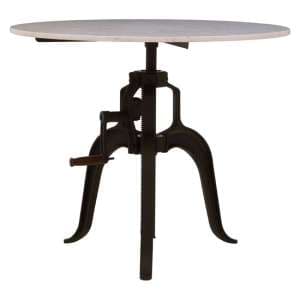 Vance 90cm White Marble Top Dining Table With Black Metal Legs - UK