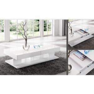 Verona Extending High Gloss Coffee Table With Storage In White - UK