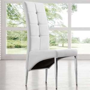Vesta Studded Faux Leather Dining Chair In White - UK