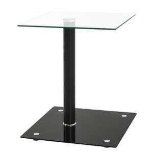 Watkins Square Clear Glass Side Table With Black Base - UK