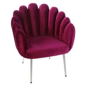 Wavy Velvet Upholstered Lounge Chair In Violet With Metal Legs - UK