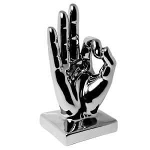 Wendy Modern Hand OK Sign Ceramic Sculpture In Silver - UK