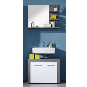 Wildon Bathroom Furniture Set 9 In White And Smoky Silver - UK