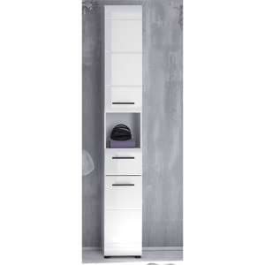 Zenith Bathroom Storage Unit In White With High Gloss Fronts - UK