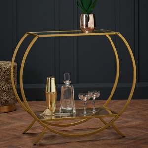 Zennor Clear Glass Shelves Console Table With Gold Frame - UK