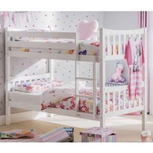 Zabby Wooden Bunk Bed In Bright White - UK