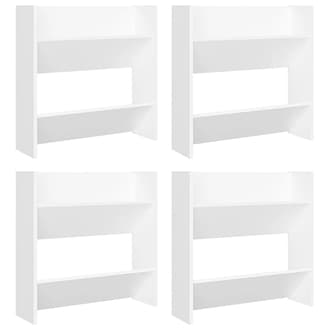 Adkins Wooden Wall Mounted Shoe Storage Rack In White