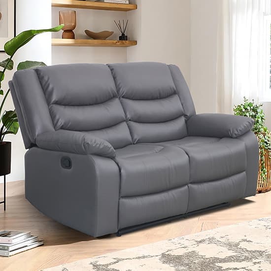 Sorreno Bonded Leather Recliner 2 Seater Sofa In Dark Grey | Furniture ...