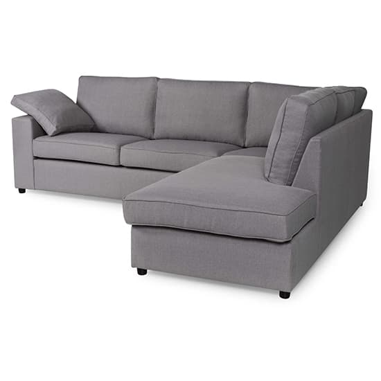 Aarna Fabric Corner Sofa In Silver With Black Wooden Legs Furniture