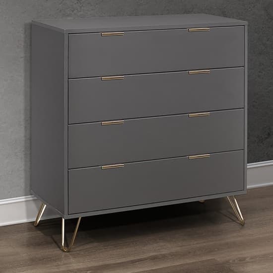 Arlo Wooden Chest Of 4 Drawers In Charcoal | Furniture in Fashion