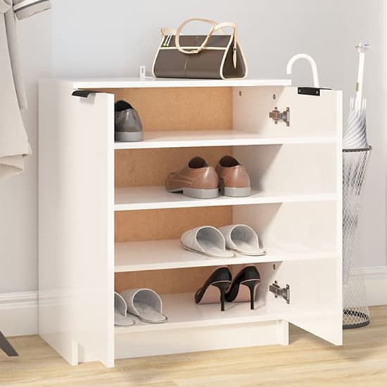 Betsi High Gloss Shoe Storage Cabinet With 2 Doors In White | Furniture ...