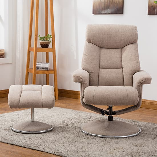 Brixton Fabric Swivel Recliner Chair With Footstool In Wheat ...