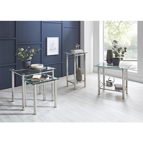 Buckeye Small Clear Glass Side Table With Chrome Legs Furniture In Fashion 6749