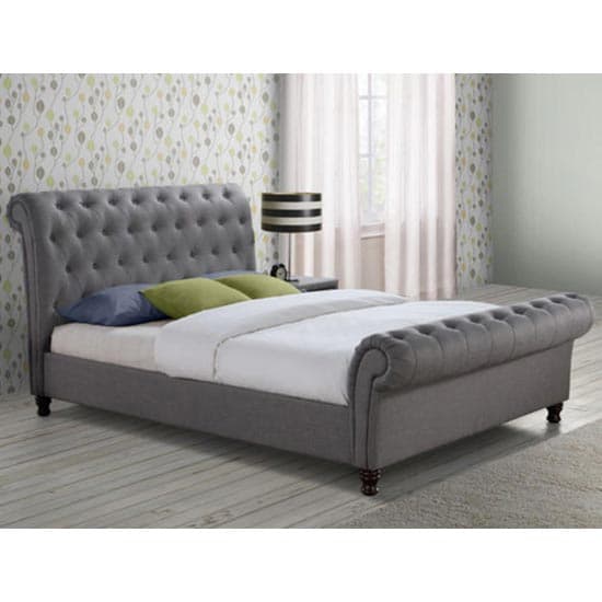 Castello Fabric King Size Bed In Grey | Furniture in Fashion