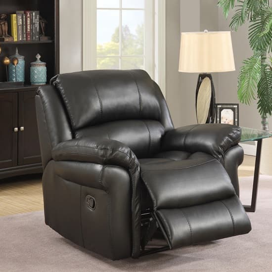Claton Recliner Sofa Chair In Black Faux Leather_1