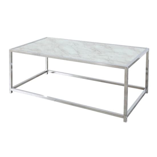 Colfax Glass Coffee Table In White Marble Effect 