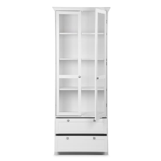 Country Glass Display Cabinet In White With 2 Doors | Furniture in Fashion