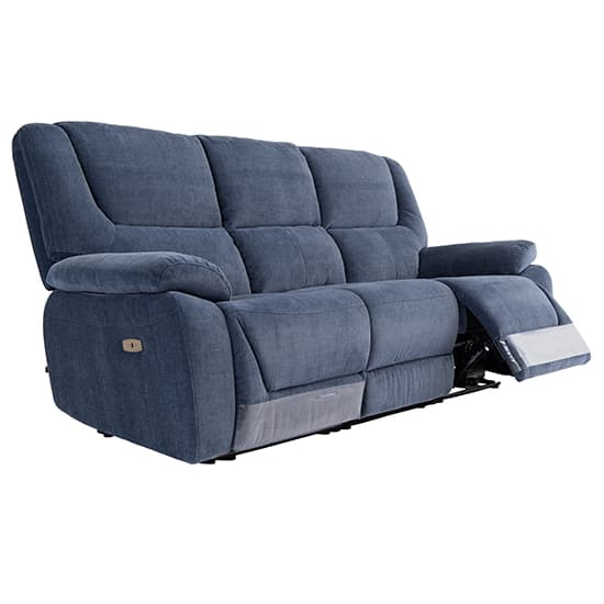 Darla Fabric Electric Recliner 3 Seater Sofa In Blue Furniture In Fashion 9523