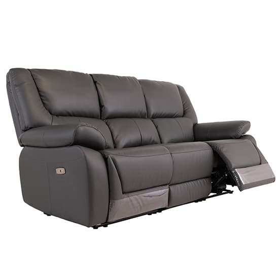 Darla Leather Electric Recliner 3 Seater Sofa In Charcoal Furniture In Fashion 8998