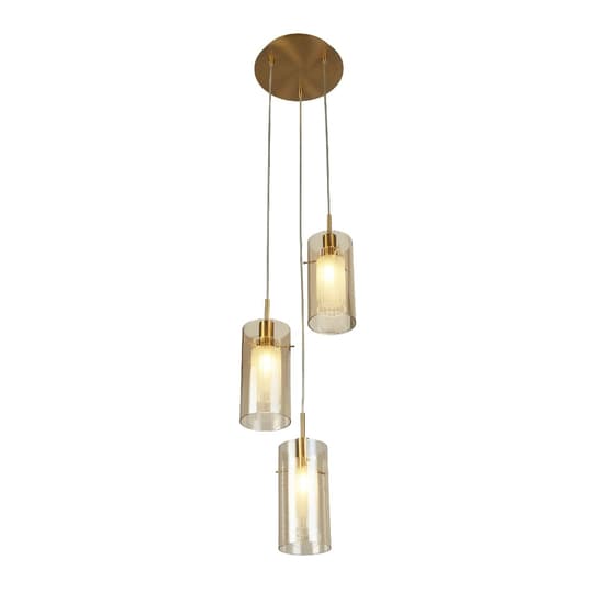 Duo 3 Light Champagne Glass Multi Drop Pendant Light In Bronze ...