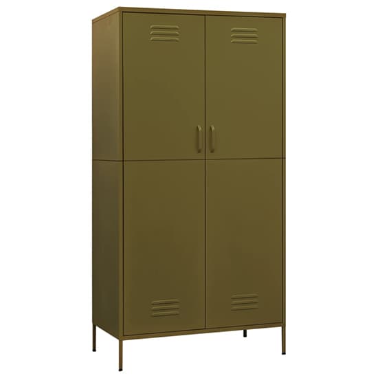 Emrik Steel Wardrobe With 2 Doors In Olive Green 