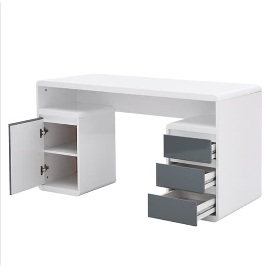 Florentine High Gloss Computer Desk In White And Grey | Furniture in ...