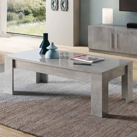 Gilon High Gloss Coffee Table Rectangular In Grey Marble Effect ...